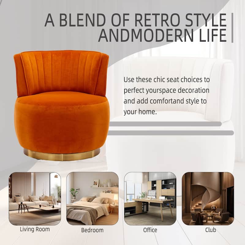 360 Degree Swivel Round Barrel Accent Sofa Arm Chairs.