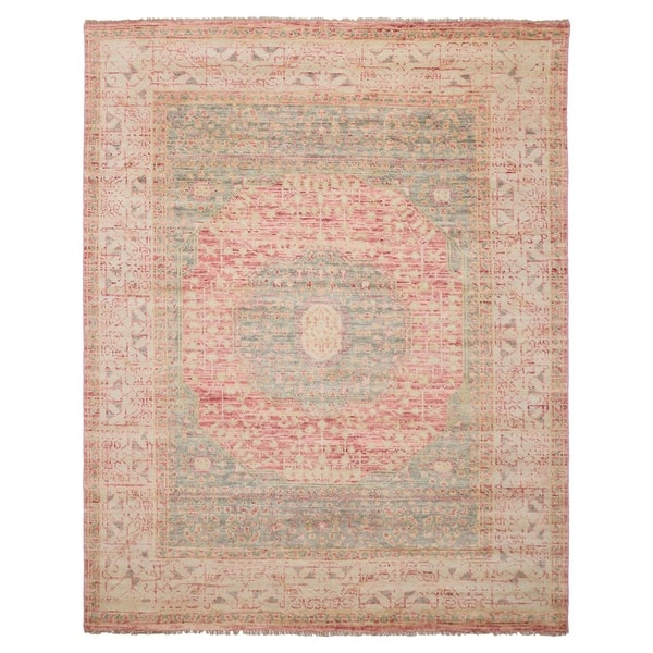 slide 2 of 9, ECARPETGALLERY Hand-knotted Mamluk Dark Grey, Pink Wool Rug - 8'0 x 10'1