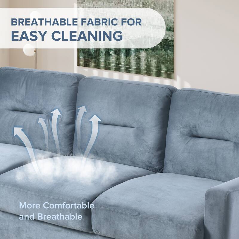 77" Large 3-Seater Loveseat Sofa Couch, Modern Living Room Velvet Fabric Sofa Modular Sofa Couch for 3