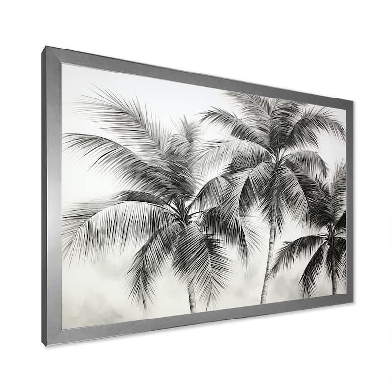 Designart "Palm Tree Desert Oasis II" Palms & Palm Trees Framed Canvas Art Print