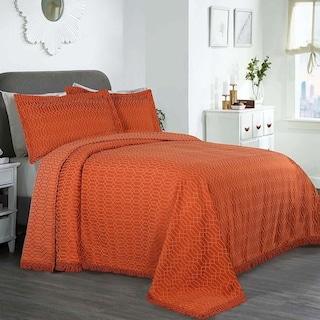 Superior Remi Jacquard Geometric Fringe Cotton Blend Bedspread Set