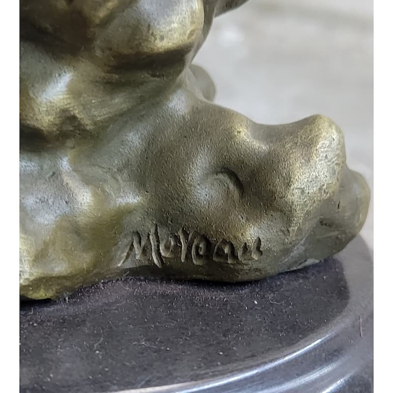 Signed Bronze Statue Sculpture Desk Angel Candleholder Figurine Art Deco Figure