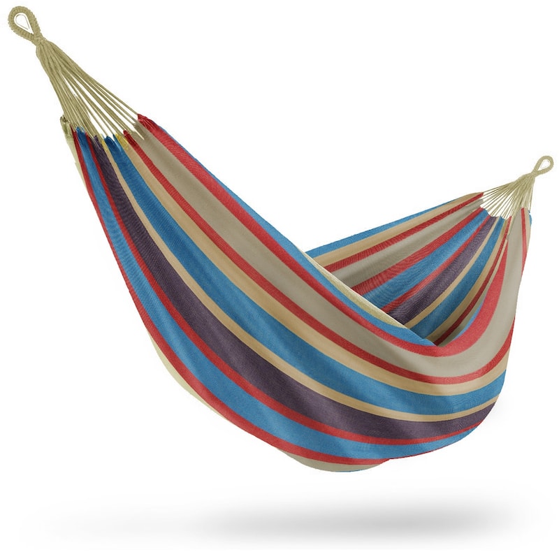 Brazilian Double Hammock for Indoor or Outdoor Spaces - Hanging Rope, Carrying Pouch Included