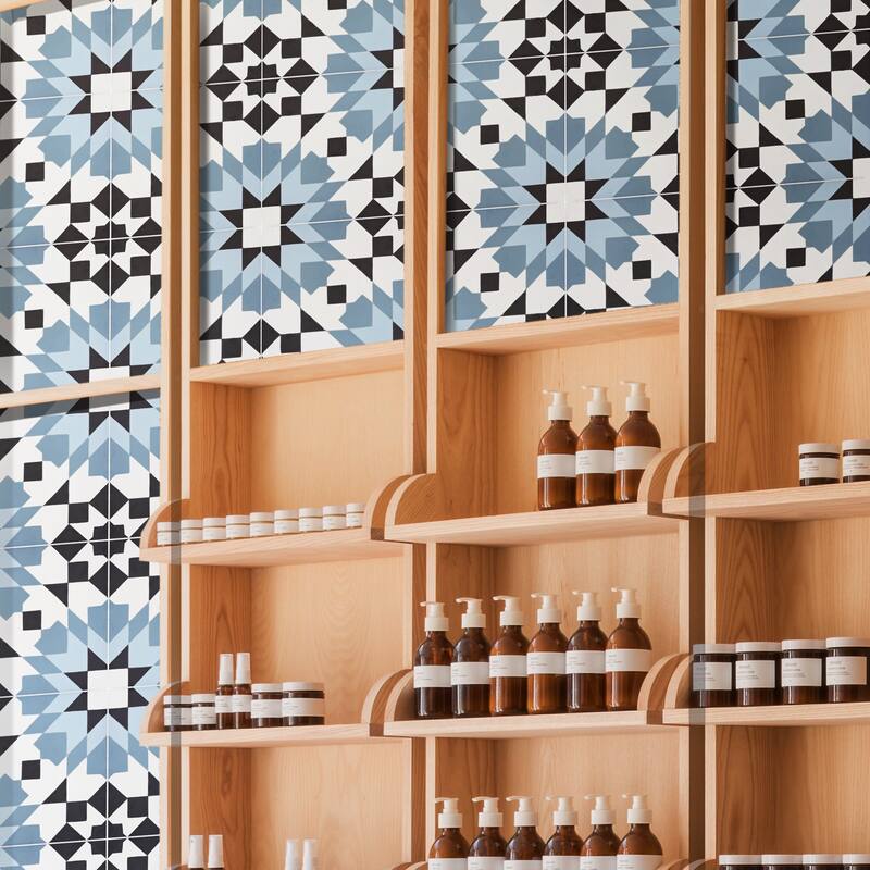 Handmade Reno in Blues and Black Tile, Pack of 12 (Morocco)