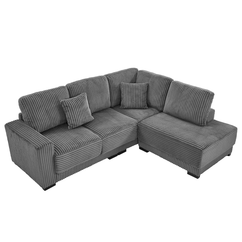 93" Sectional Sofa, L-Shaped with Reversible Chaise Lounge, Upholstered in Soft Corduroy
