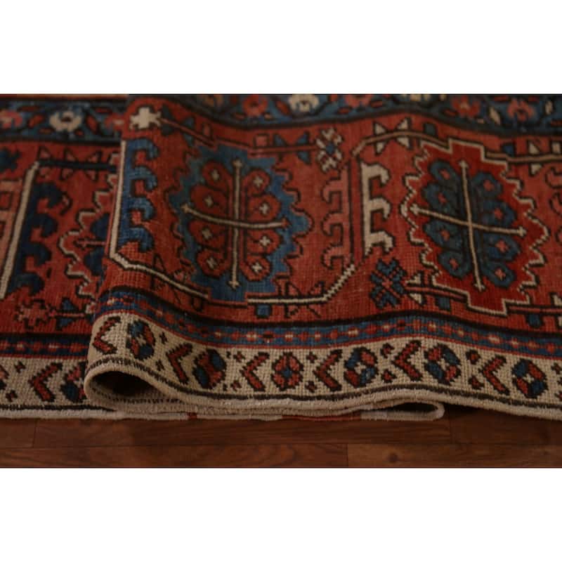 Pre-1900 Antique Heriz Persian Rug Handmade Wool Carpet - 8'11"x 12'5"
