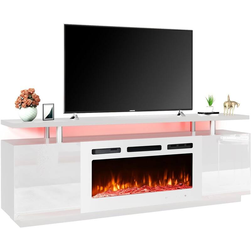 36'' Electric Fireplace TV Stand, Entertainment Center & TV Console for TVs up to 80'', Modern Fireplace Heater for Living Room