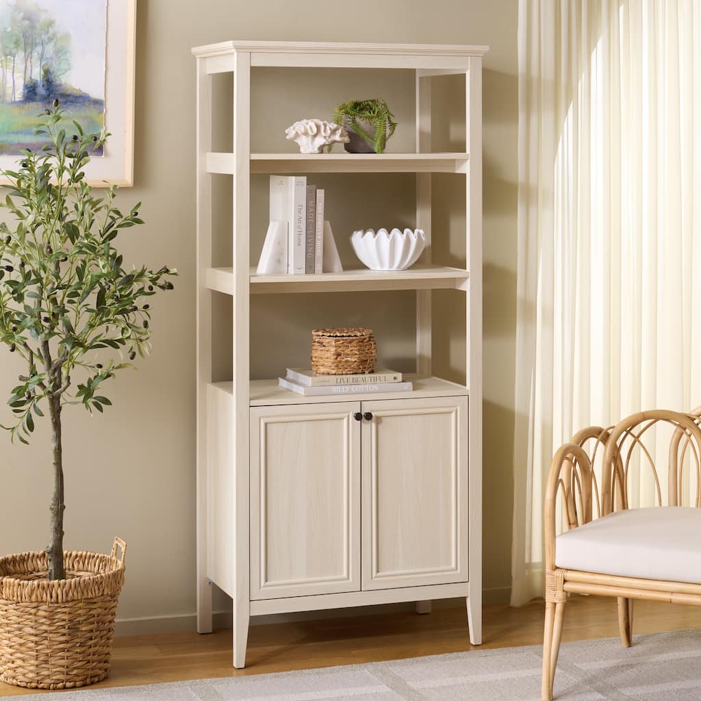 SAFAVIEH Quinta Etagere Bookcase with 3 Shelves & 2-Door Cabinet Storage - 32"W x 18"D x 71"H