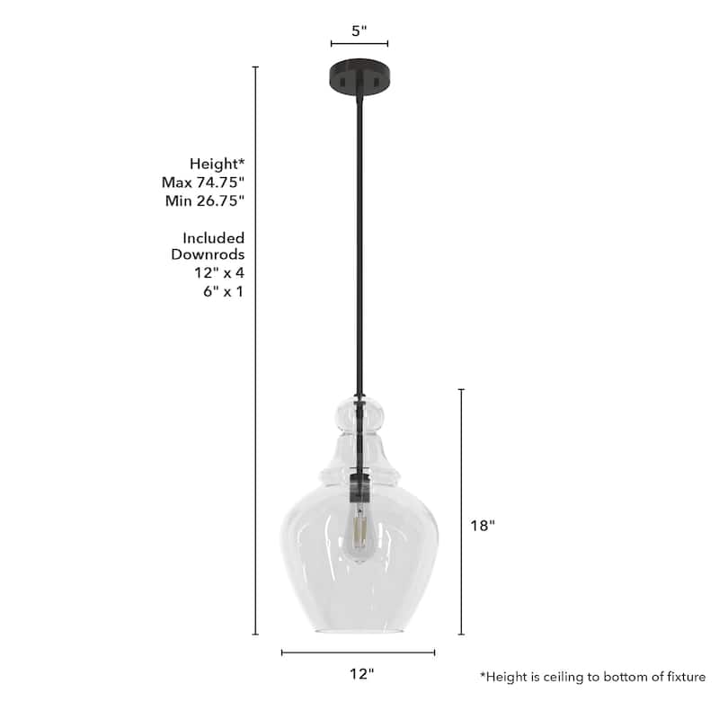 Hunter Maple Park 1 Light Pendant - Kitchen Island, Dining room, Entry - Modern Farmhouse, Transitional, Contemporary