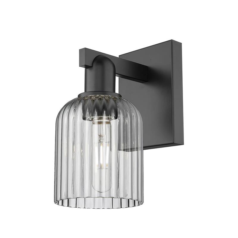 Innovations Lighting 716-1W-11-5 Bridal Veil Sconce Bridal Veil 11" - Matte Black / Light Smoke