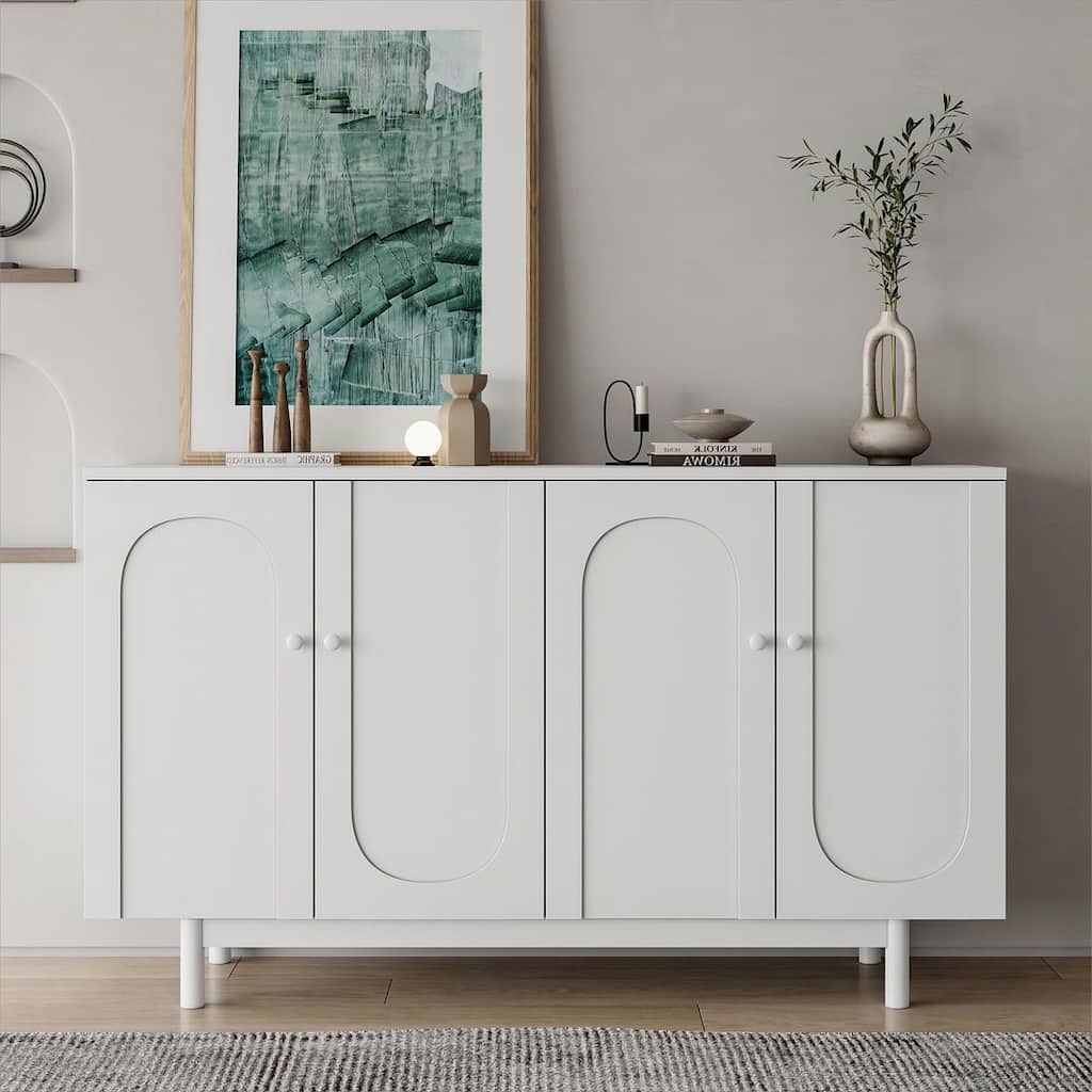 4-Door Intaglio Storage Cabinet Buffet/Sideboard