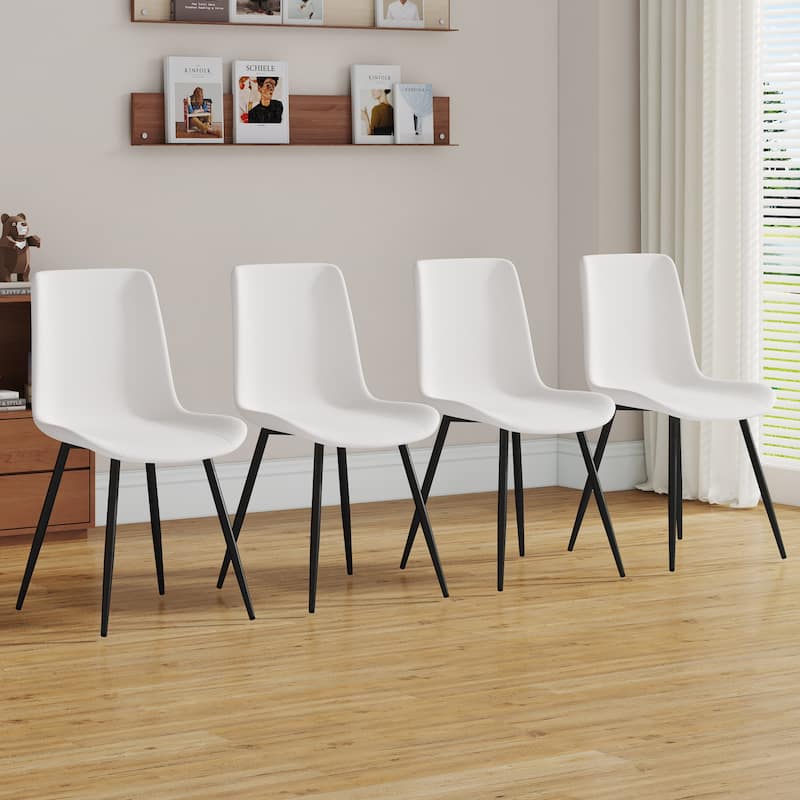 Dining Chairs Set of 4 Modern Kitchen Artificial Leather Chairs - White