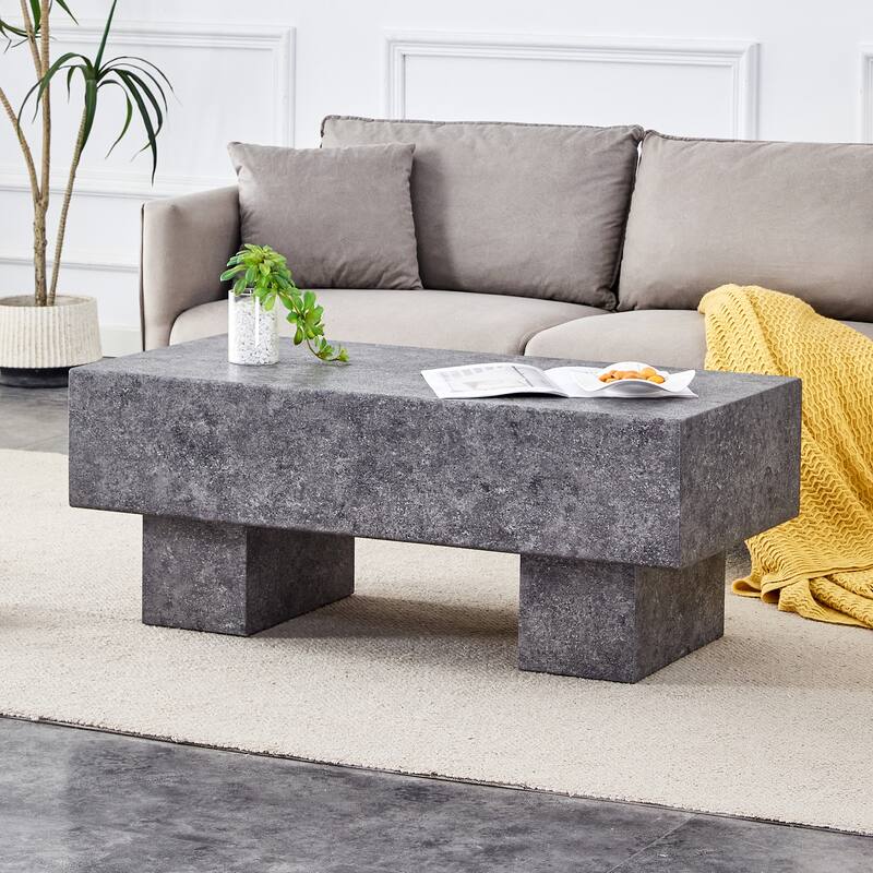 Modern Simple White Marble Texture Coffee Table with White Marble Texture Stickers Support Legs, for Living Room
