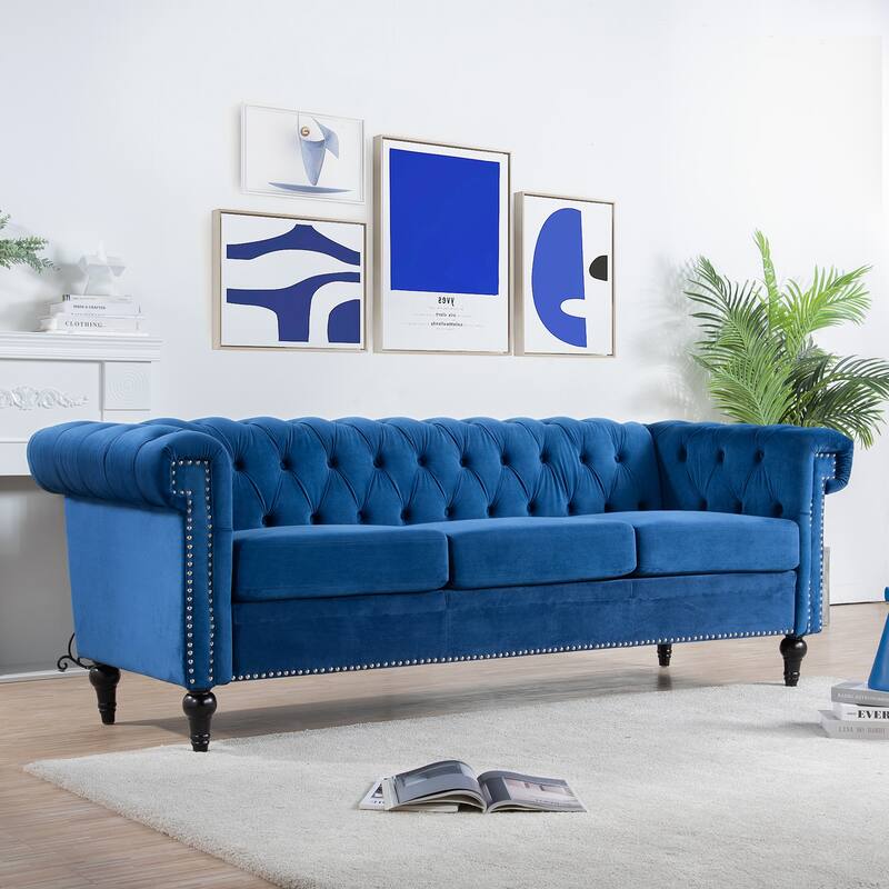 83.66'' Traditional Square Arm Removable Cushion Three Seater Sofa: Timeless Design, Functional Style.