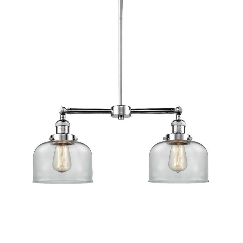 Innovations Lighting Large Bell 2 Light 24" Wide Linear Chandelier - Polished Chrome / Clear