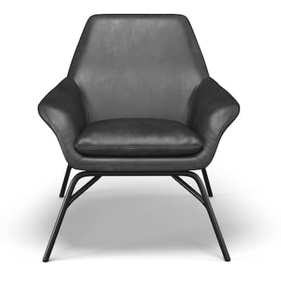 Elmira Vegan Leather Accent Chair - Black Vegan Leather