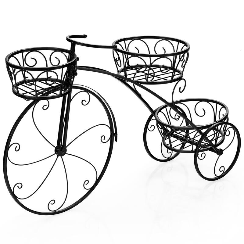 Costway Tricycle Plant Stand Flower Pot Cart Holder Parisian Style - See Details