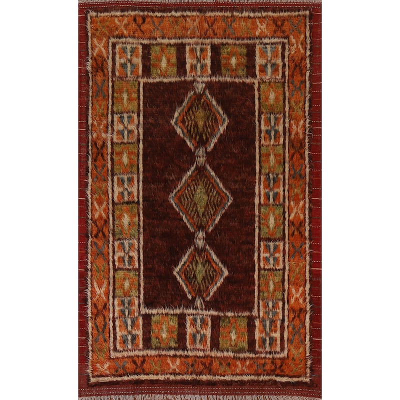 Hand Knotted Oriental 100% Wool Carpet Modern Tribal Red Moroccan Area Rug - 10' 0'' X 6' 9''