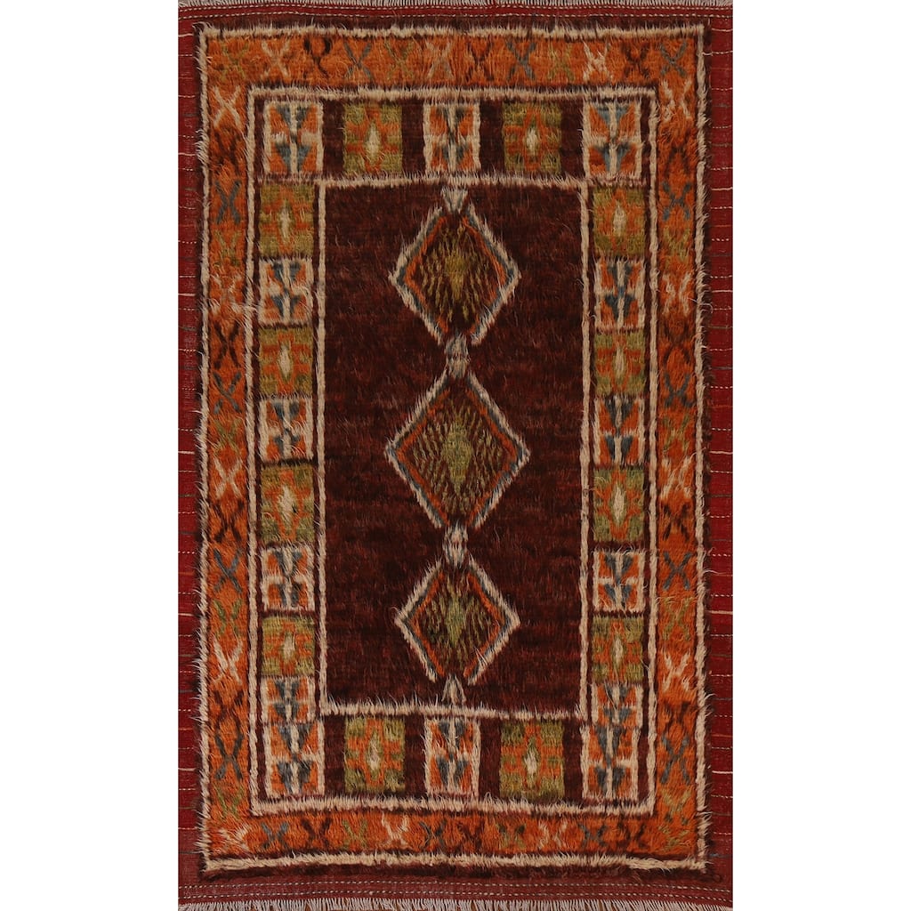 Hand Knotted Oriental 100% Wool Carpet Modern Tribal Red Moroccan Area Rug - 10' 0'' X 6' 9''