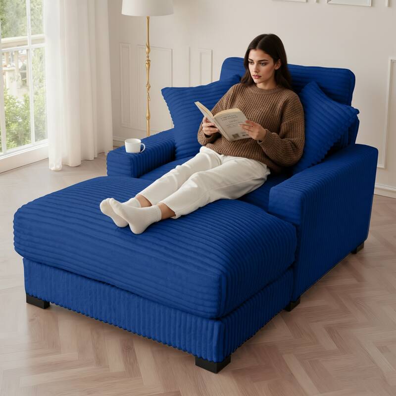 GDFStudio - Polyester 1-Seater 40.9"W Chaise Lounge with Tufted Back and Arm