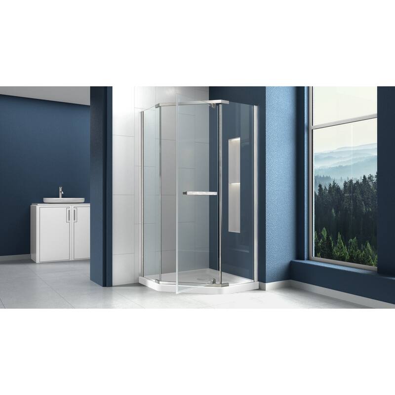 i-Homare 38 in. x 38 in. x 72 in. Semi-Frameless Pivot Shower Enclosure