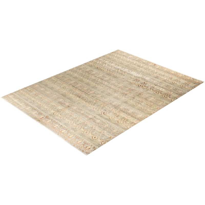 Ikat One-of-a-Kind Hand-Knotted Area Rug - Gray, 9' 1" x 12' 3" - 9' 1" x 12' 3"
