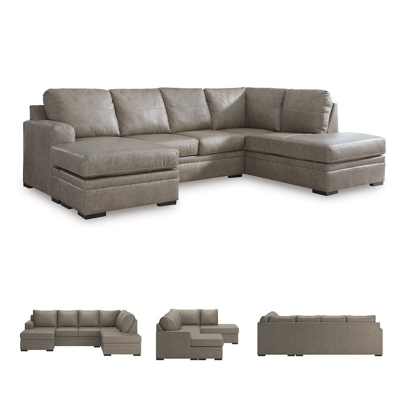 Signature Design by Ashley Amuleto Brown 2-Piece Sectional with Chaise - 124"W x 86"D x 40"H