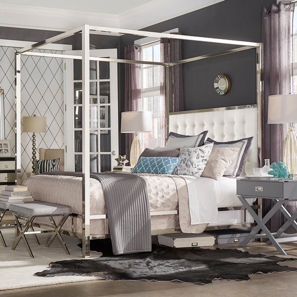 Solivita Full size Canopy Chrome Metal Poster Bed by iNSPIRE Q