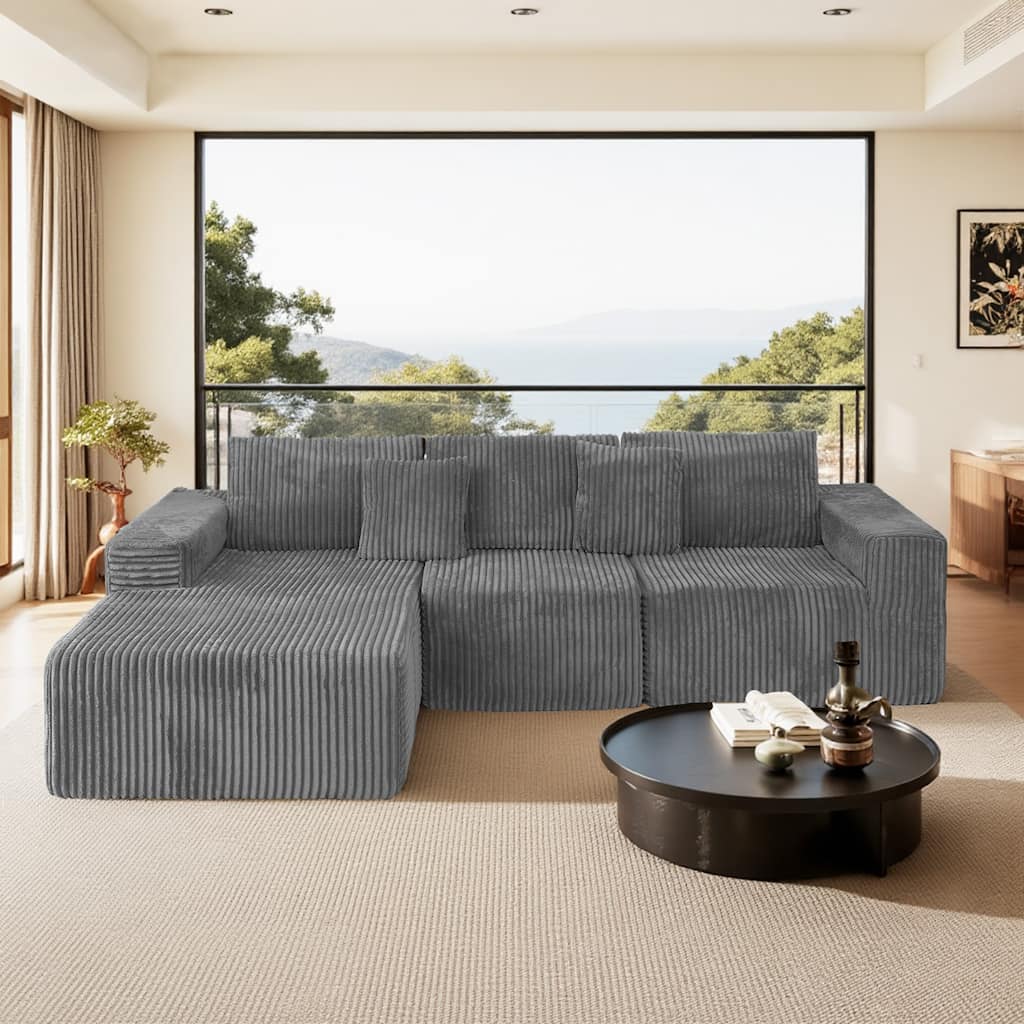 112.99" Cloud Sectional Couch with L-Shape Chaise,Modern Modular Sofa with Deep Seat, Upholstered Couches