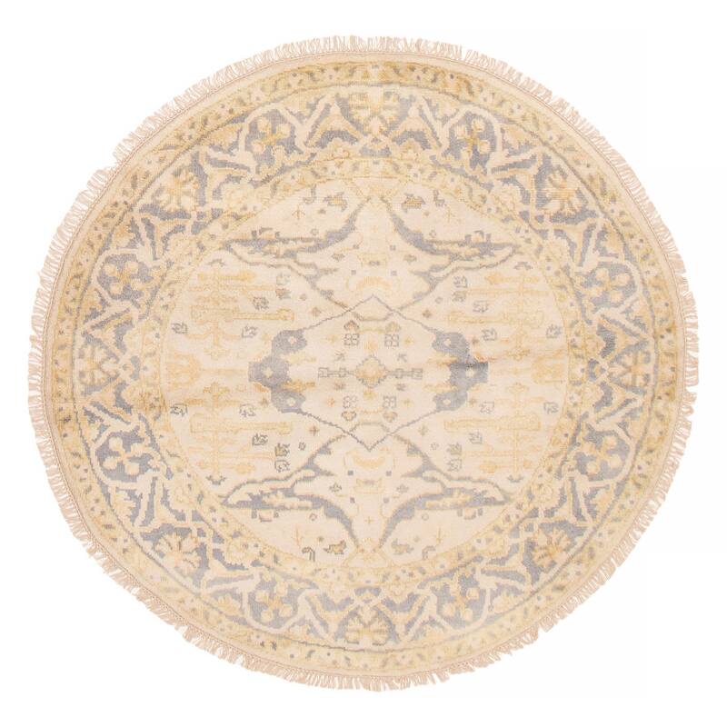 ECARPETGALLERY Hand-knotted Royal Oushak Ivory Wool Rug - 5'11 x 5'11 - Ivory - 5'11 x 5'11