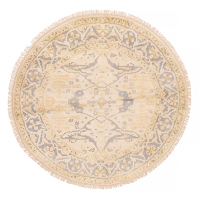 ECARPETGALLERY Hand-knotted Royal Oushak Ivory Wool Rug - 5'11 x 5'11