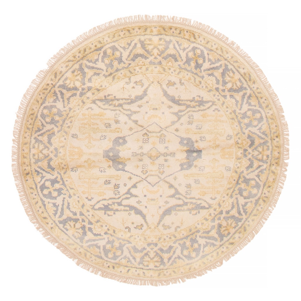 ECARPETGALLERY Hand-knotted Royal Oushak Ivory Wool Rug - 5'11 x 5'11