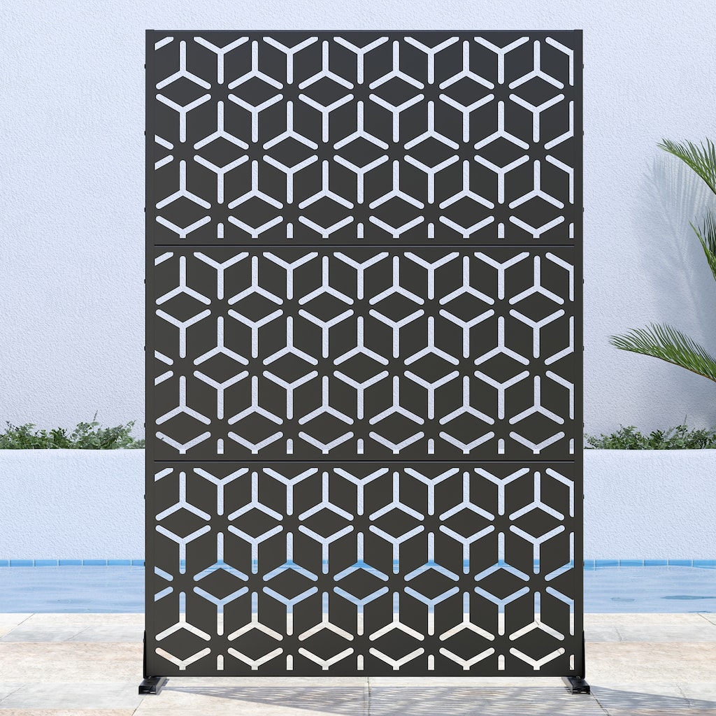 Outdoor Privacy Screen Metal Privacy Screen Panel Free Standing - 72*47