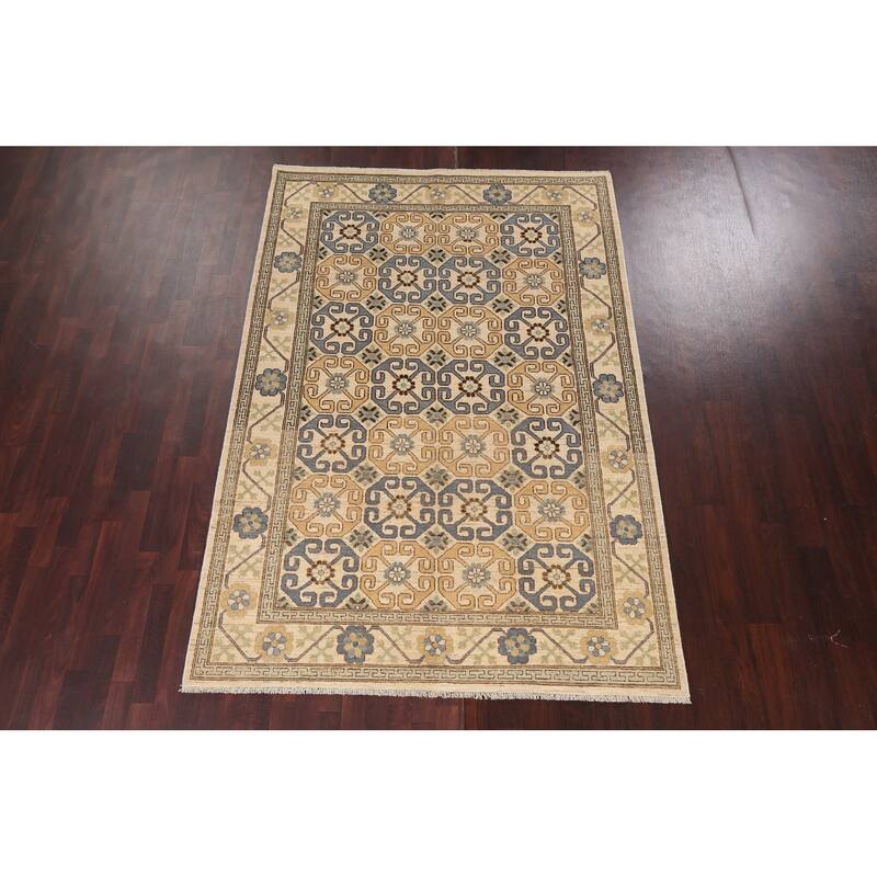Vegetable Dye Khotan Oriental Wool Area Rug Hand-knotted Office Carpet - 5'11" x 8'10"