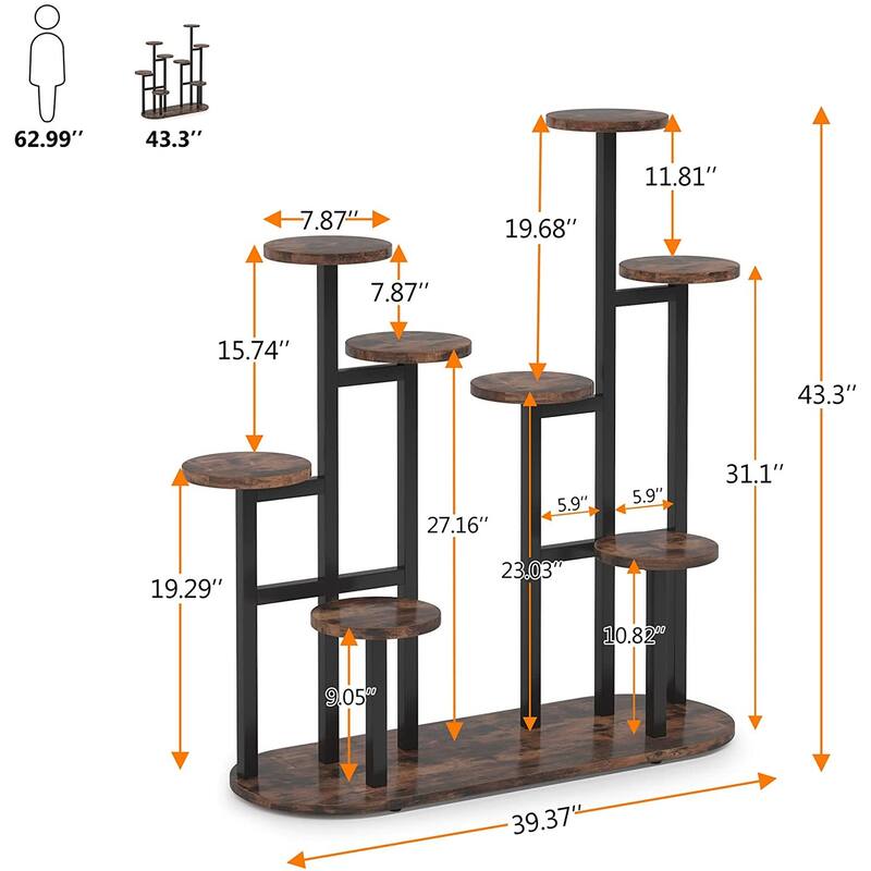 Multi-Tiered 11 Potted Plant Stand Flower Shelf Indoor