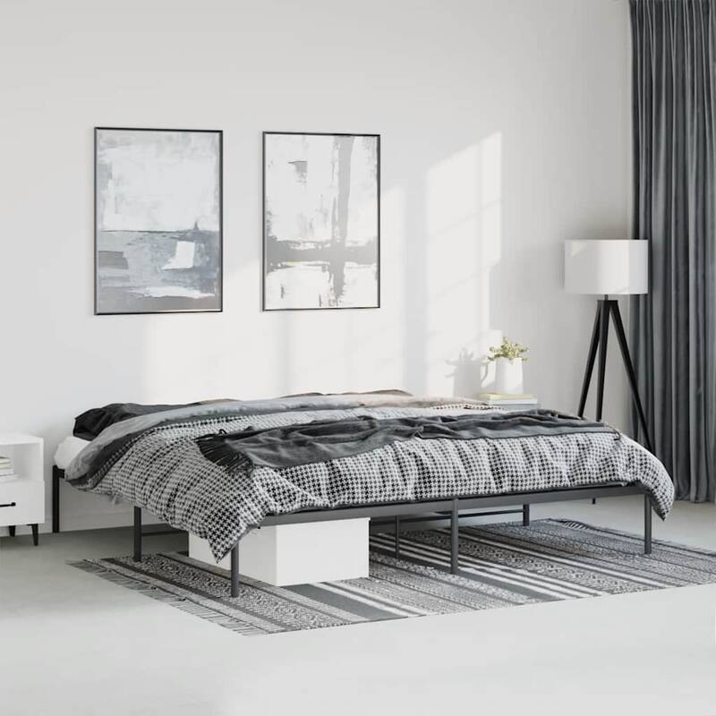 vidaXL Metal Bed Frame, No Mattress - Black 81.5" x 78" x 12.2" - King