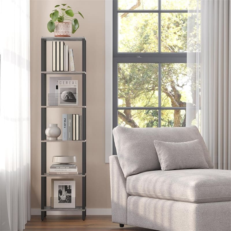 6 Tier Tall Book Shelf - 10.7"D x 15"W x 65.3"H
