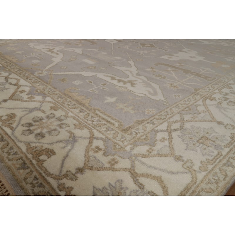 Gray Oushak Style Area Rug Hand-Knotted Wool Carpet - 8'1" x 10'0"