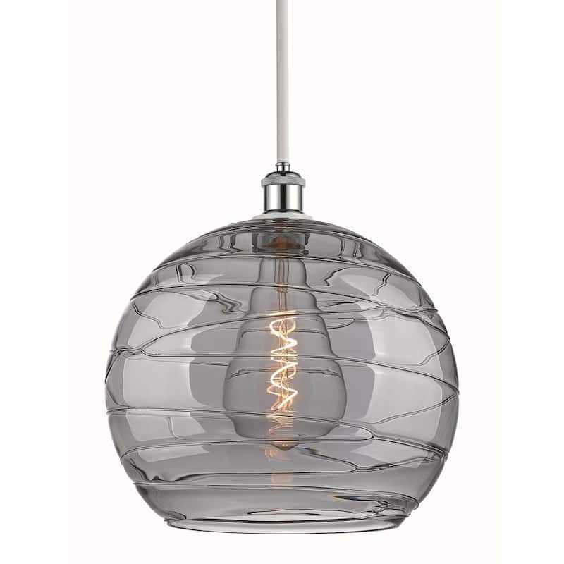 Innovations Lighting 516-1S-16-14 Athens Deco Swirl Pendant Athens - White Polished Chrome / Light Smoke Deco Swirl