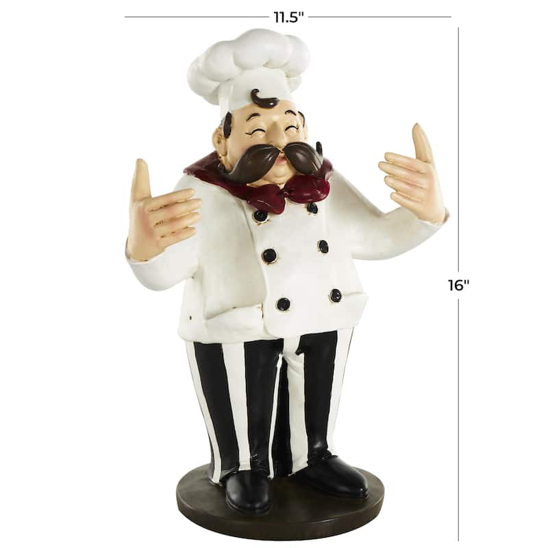 Polystone Chef Decorative Sculpture with 2 Wine Holder Slots - White - Roche River Decor