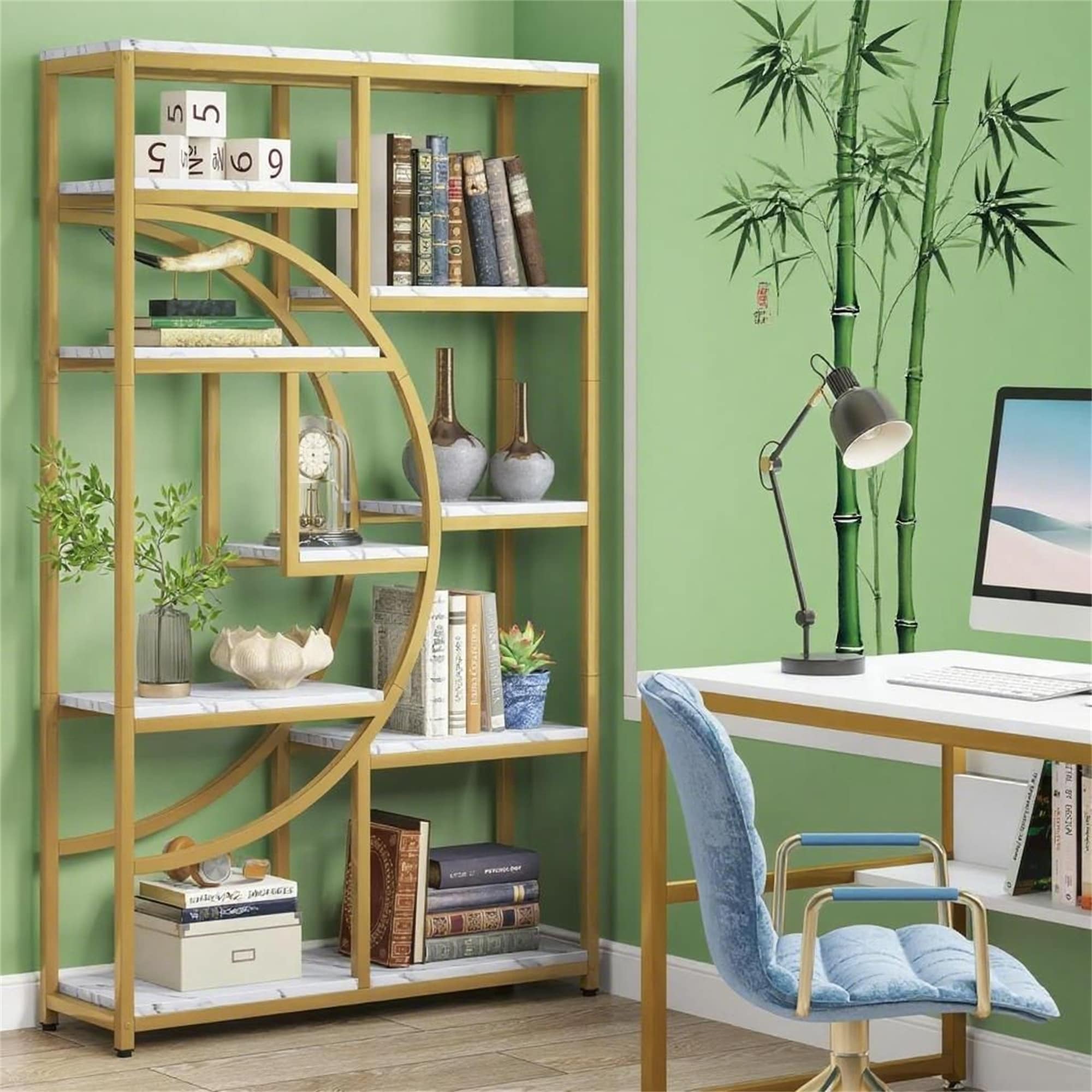 Geometric Half-Moon Bookcase