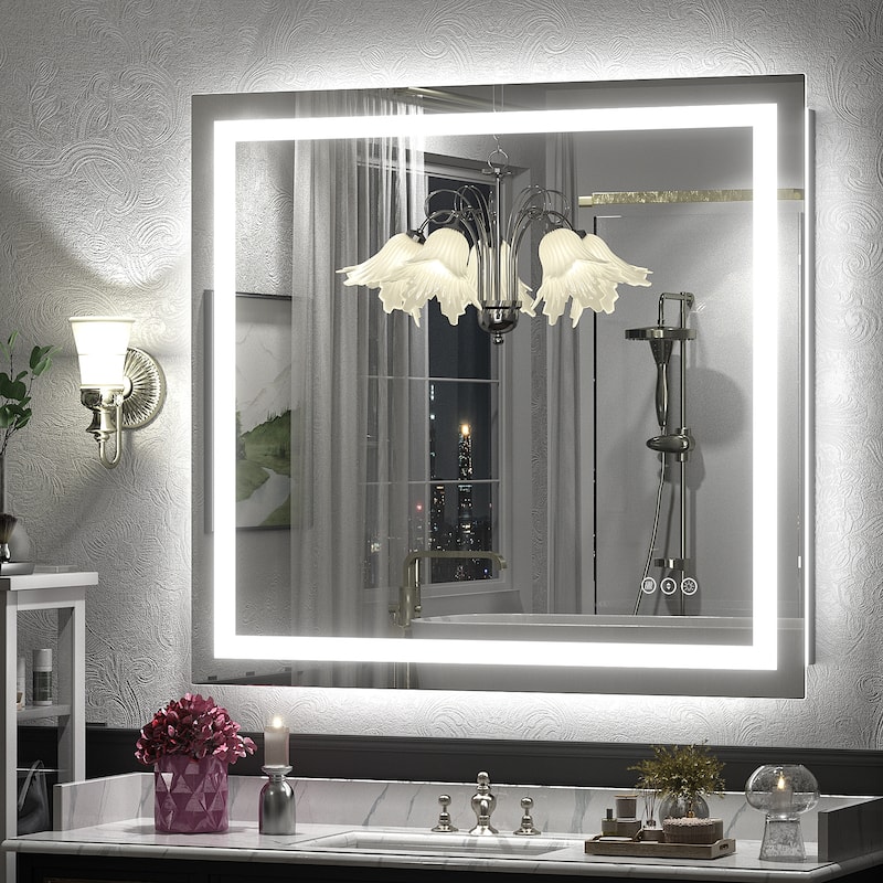 KIOTEE Super Bright Anti-fog LED Bathroom Mirror with Backlit and Front Lighting 3-Year Warranty