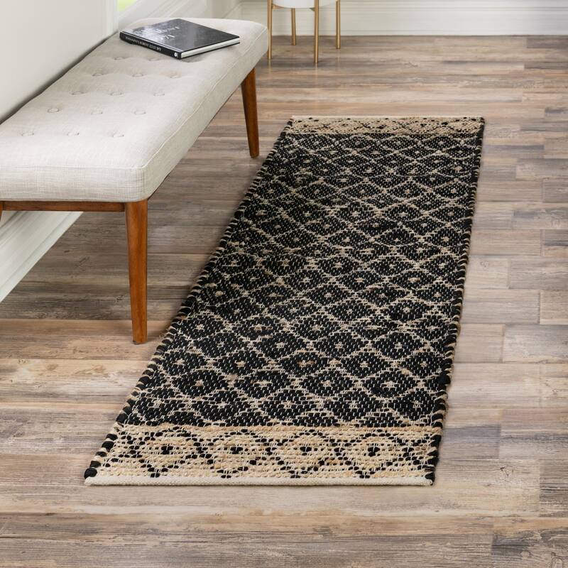 Contemporary Octiane Collection Area Rug - 2'7"x10' - Black