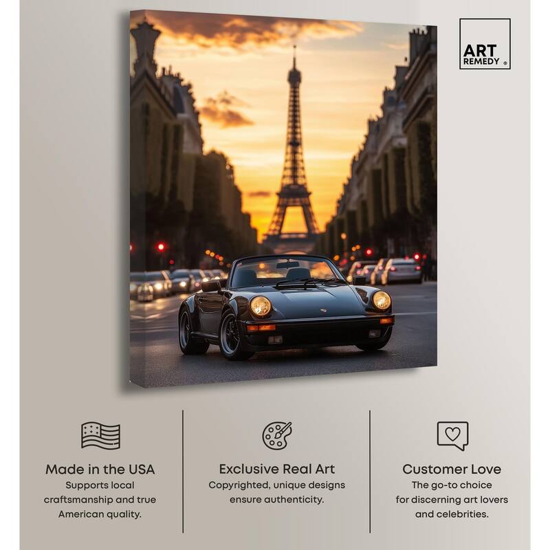 Parisian Porsche Twilight II Canvas by Art Remedy, Gallery Wrapped