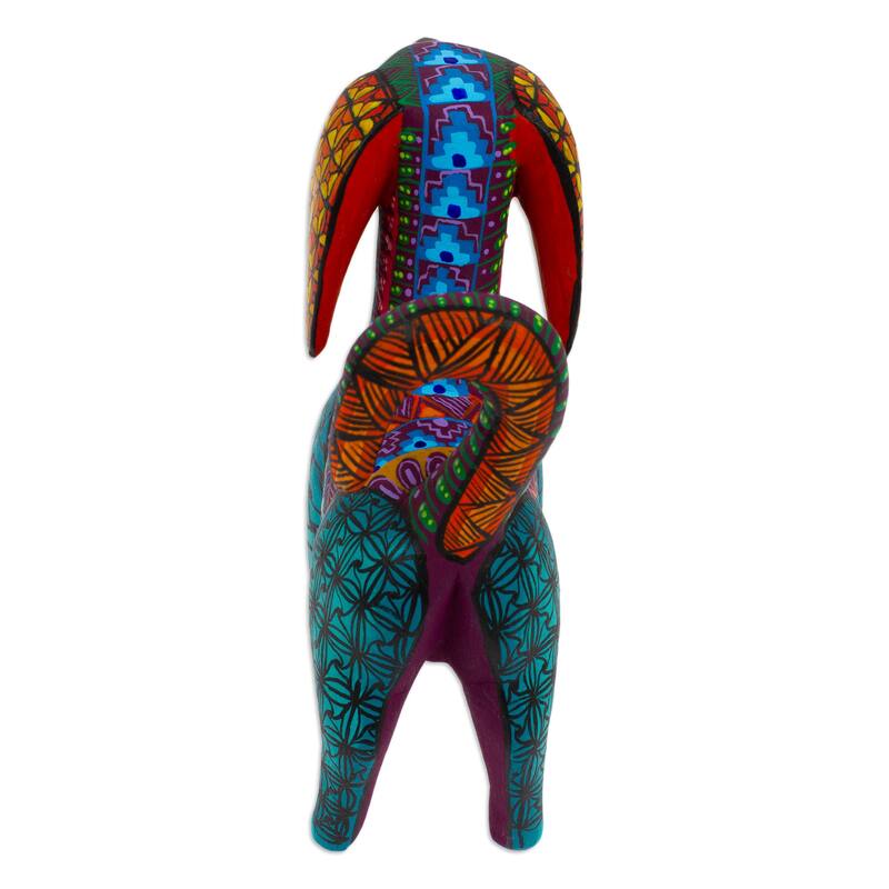 Novica Handmade Multicolored Dog Wood Alebrije Figurine