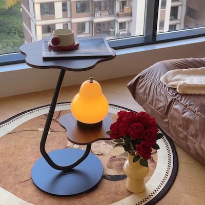 2-Tier Metal Flower Shape C-Shaped Side Table