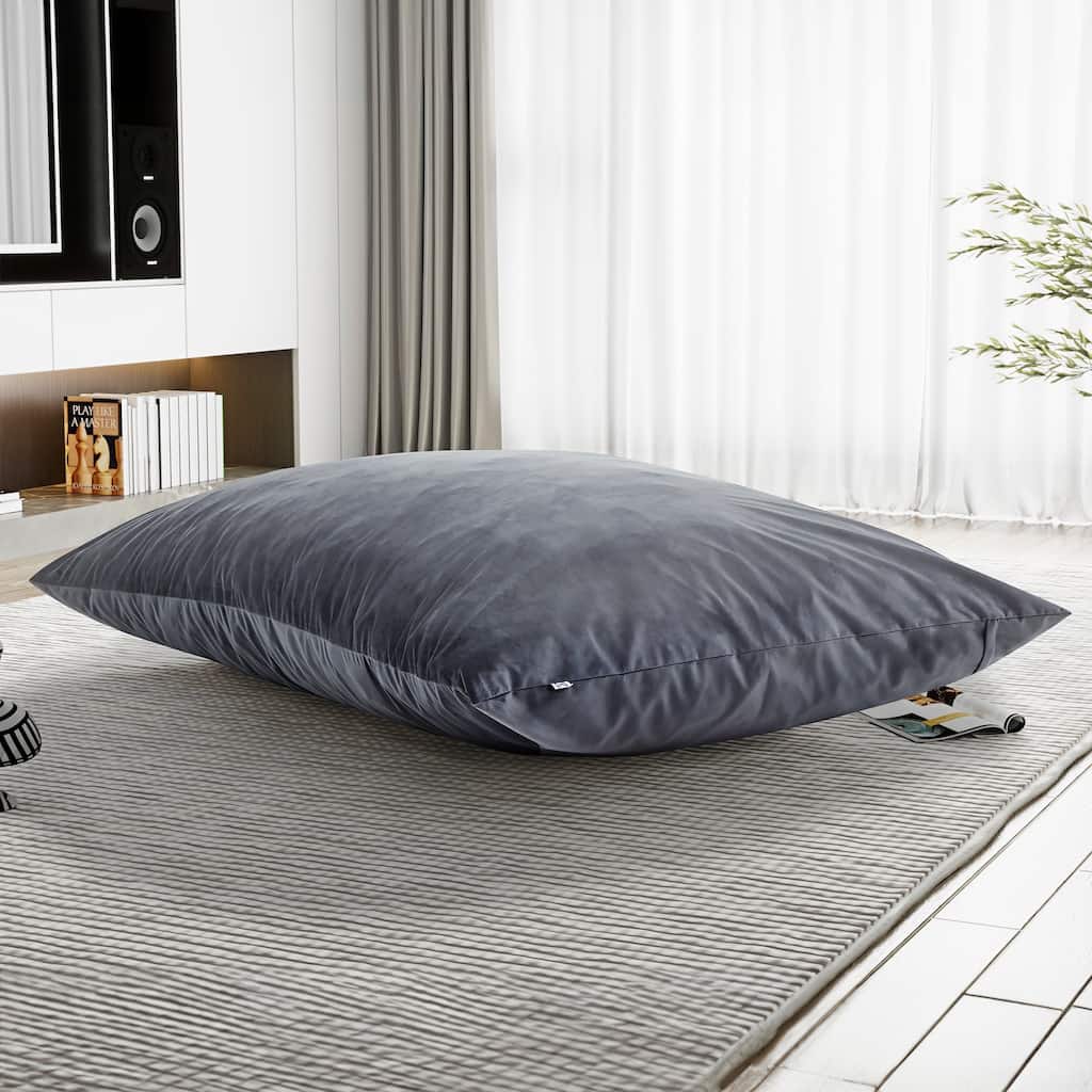 Sealy Ettie Velour Medium Memory Foam Grey Bean Bag