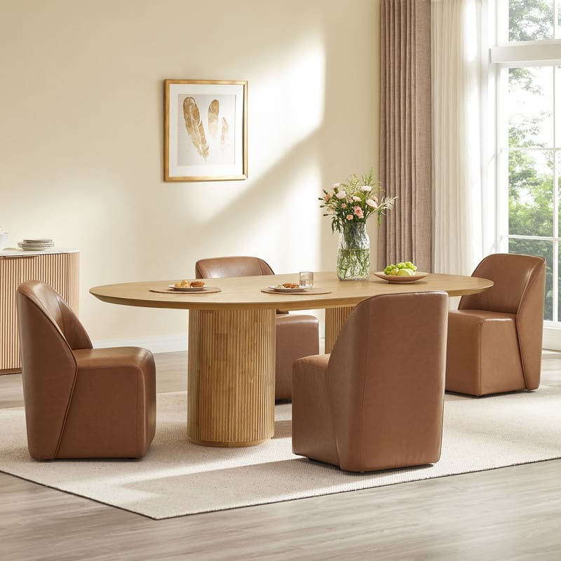 Spruce & Spring Modern Upholstered Dining Chair with Hidden Casters