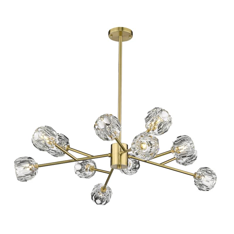 12-Light Gold Chandelier With Clear Crystal Shades
