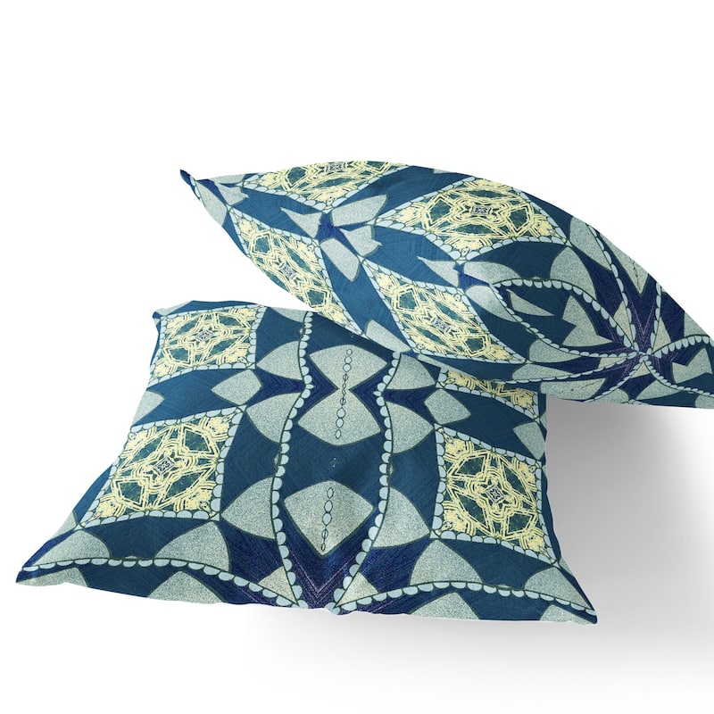 HomeRoots Set of Two 16" X 16" Blue and Green Blown Seam Eclectic Indoor Outdoor Throw Pillow - 16.00' X '16.00' X '5.00